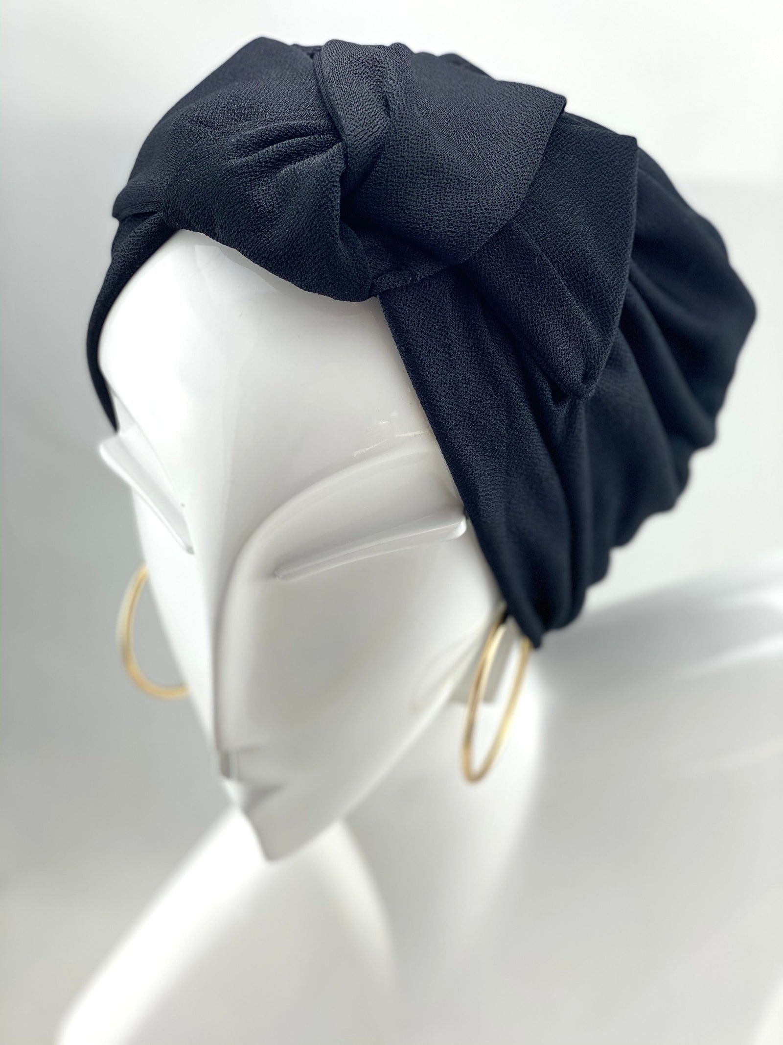 YERTTER Dainty Black Velvet Knot Bow Turban Wide Headbands Yoga Thick Headbands Twine and Love Top Knot Headband | Velour Hair Accessories  main image 3