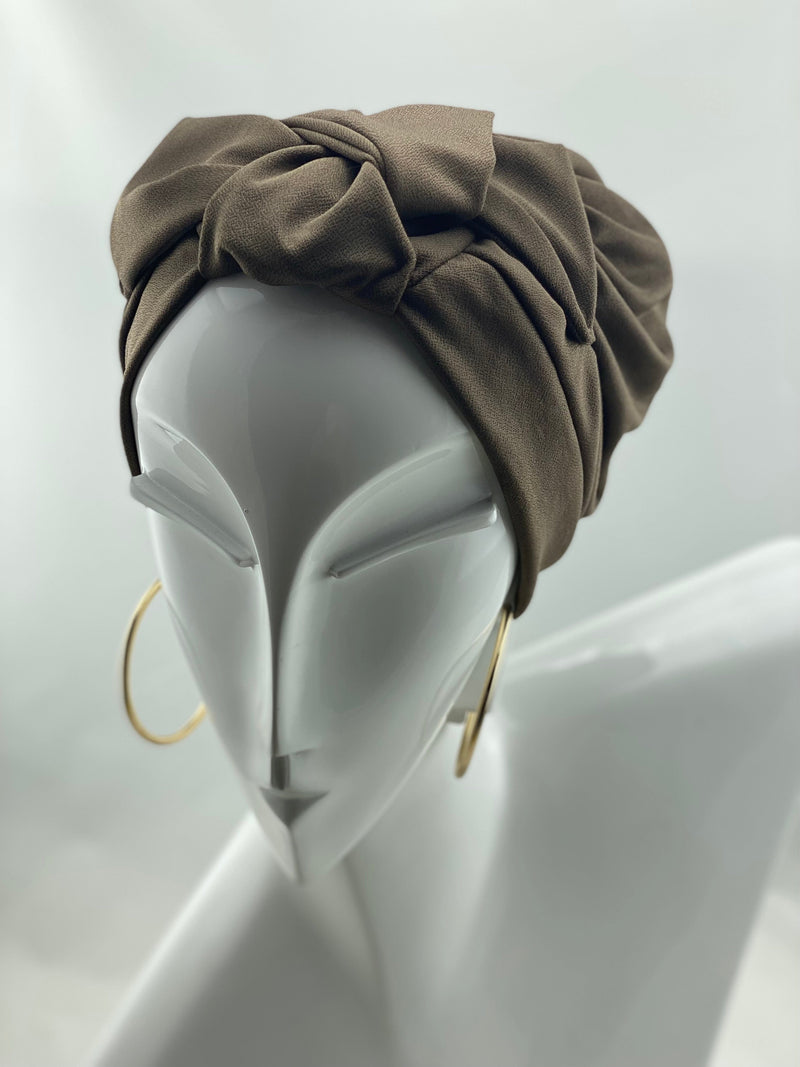 TurbansStuff Turban Turban Bow - Brown Handmade Luxury Fashion Women Headwrap