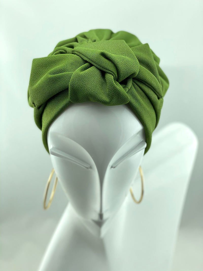 TurbansStuff Turban Turban Bow - Grass - Soft jersey Handmade Luxury Fashion Women Headwrap