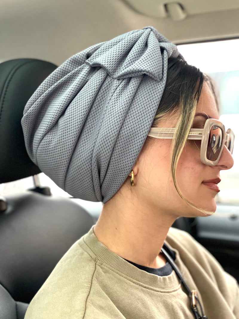 TurbansStuff Turban Turban Bow - Grey Handmade Luxury Fashion Women Headwrap