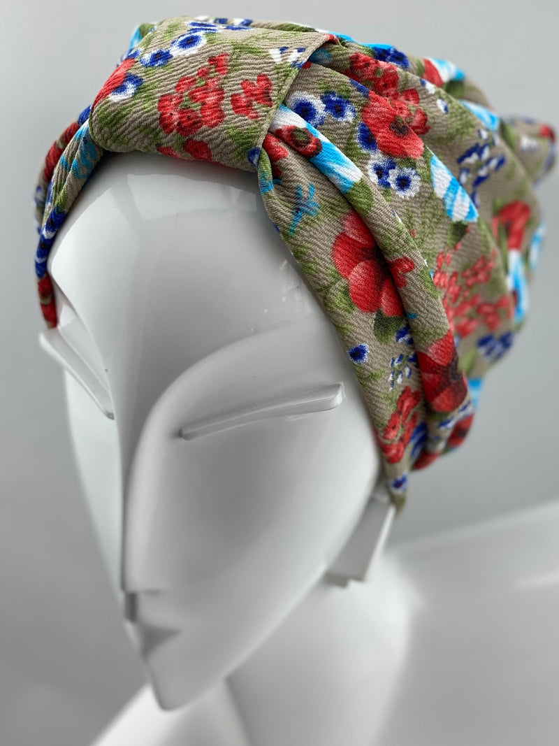 TurbansStuff Turban Turban - Floral garden (Designer Mask Included) Handmade Luxury Fashion Women Headwrap