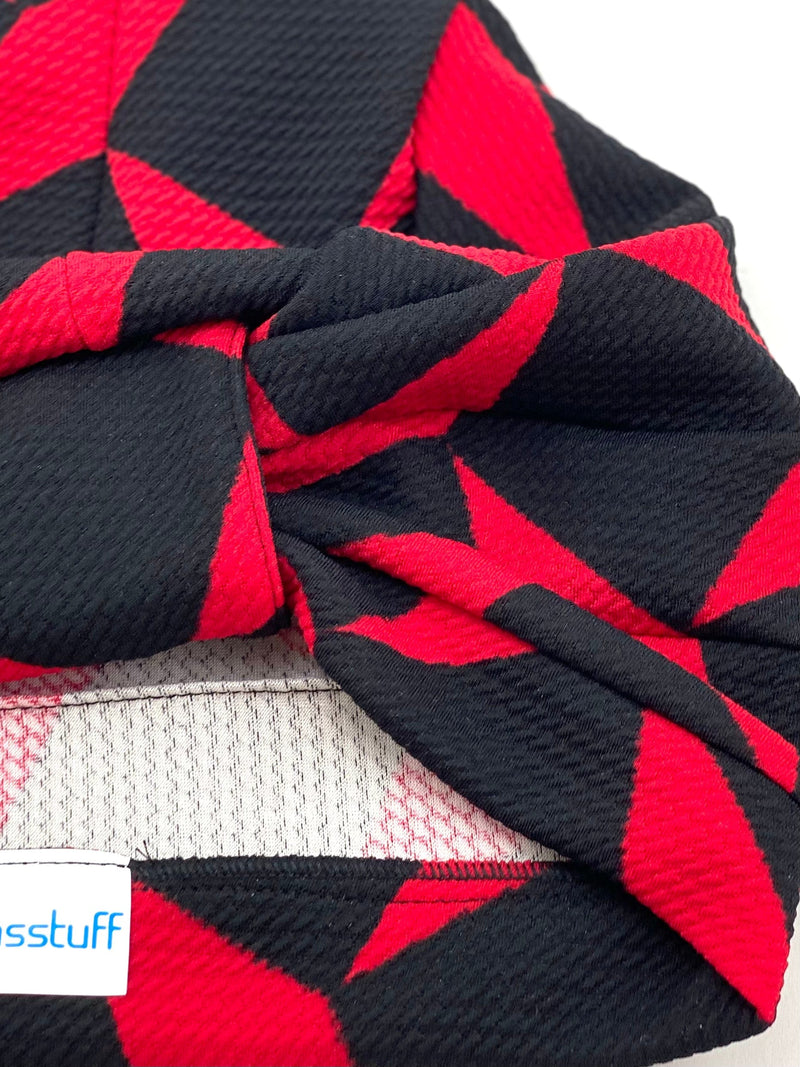 TurbansStuff Turban Turban Geometric - Black And Red Handmade Luxury Fashion Women Headwrap