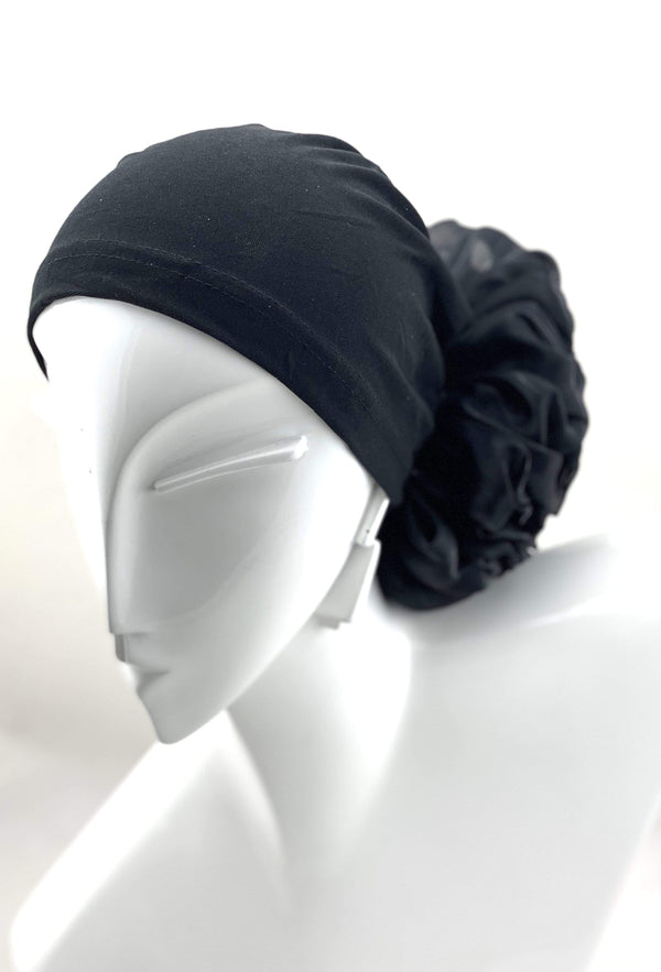 TurbansStuff Volumizing scrunchie Volumizing Scrunchie Cap - Black Handmade Luxury Fashion Women Headwrap