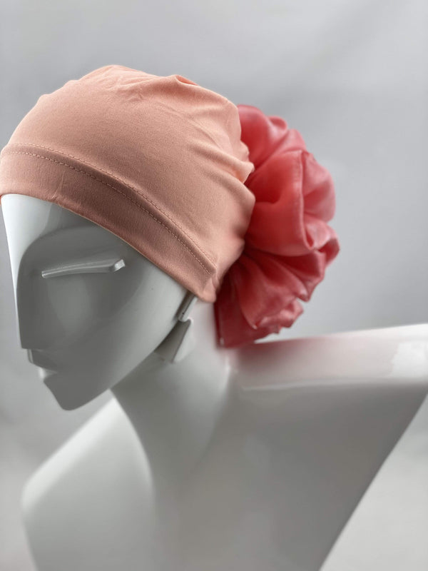 TurbansStuff Volumizing scrunchie Volumizing Scrunchie Cap - Peaches Handmade Luxury Fashion Women Headwrap