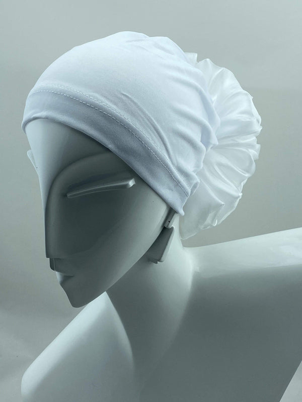 TurbansStuff Volumizing scrunchie Volumizing Scrunchie Cap - White Handmade Luxury Fashion Women Headwrap