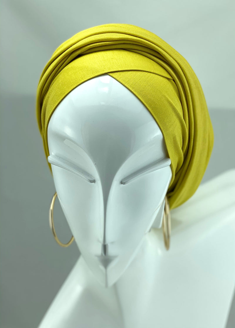 TurbansStuff Wrap Wrap  - Yellow Handmade Luxury Fashion Women Headwrap